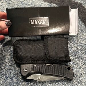 Maxam Black Folding Knife with Case